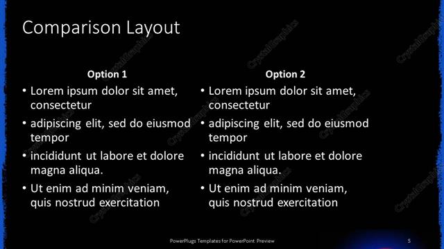 Comparison presentation slide layout