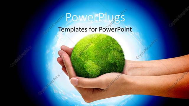  Presentation with green planet - A pair of hands holding the green globe