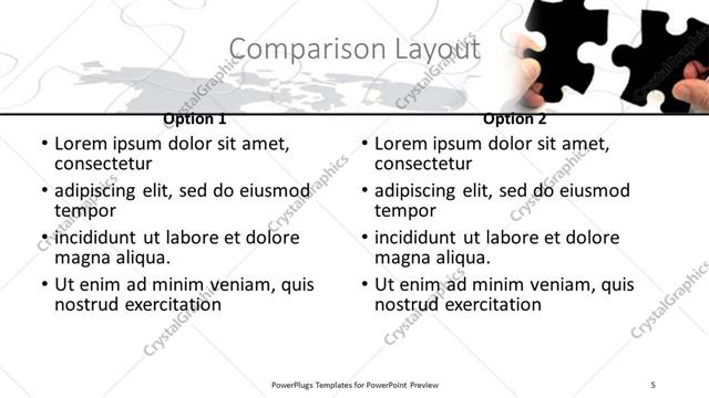 Comparison presentation slide layout