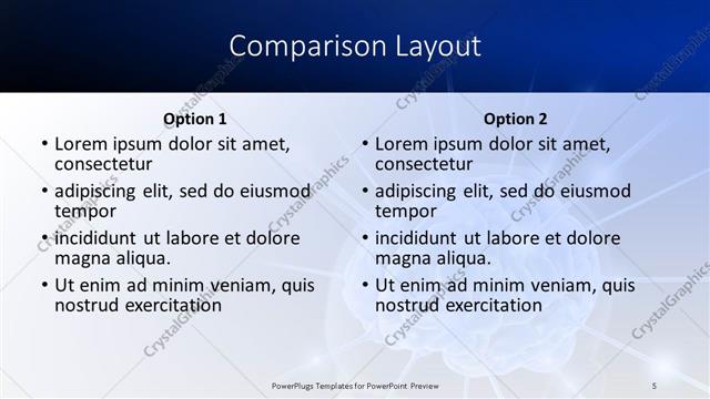 Comparison presentation slide layout