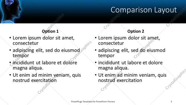 Comparison presentation slide layout