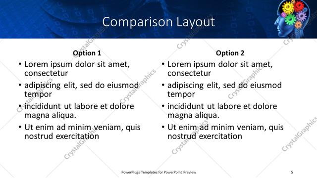 Comparison presentation slide layout