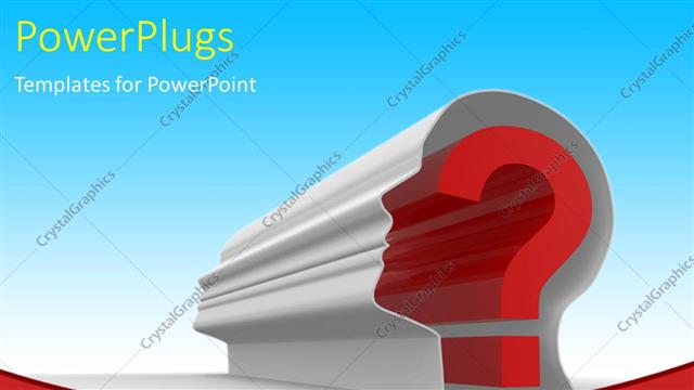  Presentation with question - Human head with a question mark with blue color