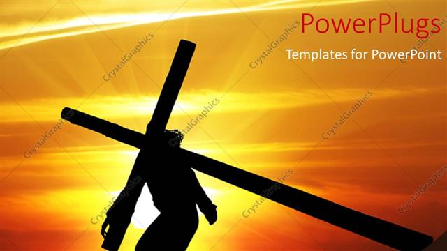  Presentation with crucifix - Human holding the crucifix against sunset