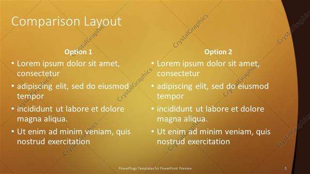 Comparison presentation slide layout