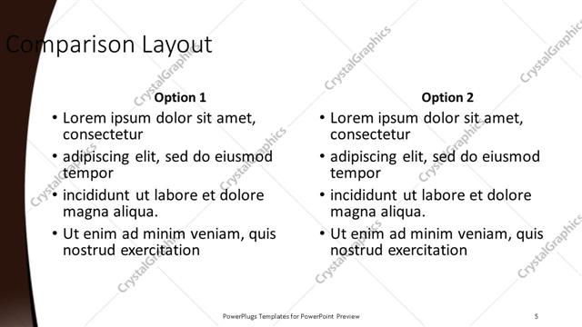 Comparison presentation slide layout