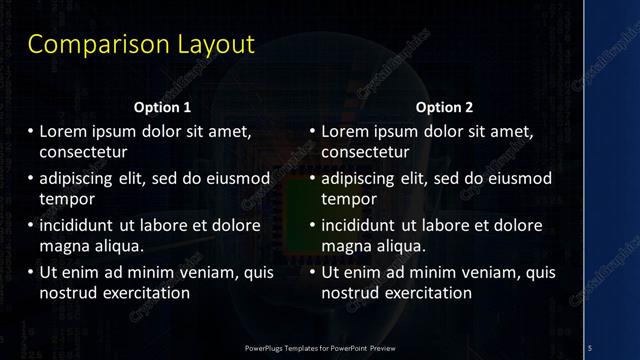 Comparison presentation slide layout
