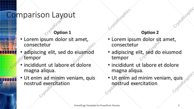 Comparison presentation slide layout