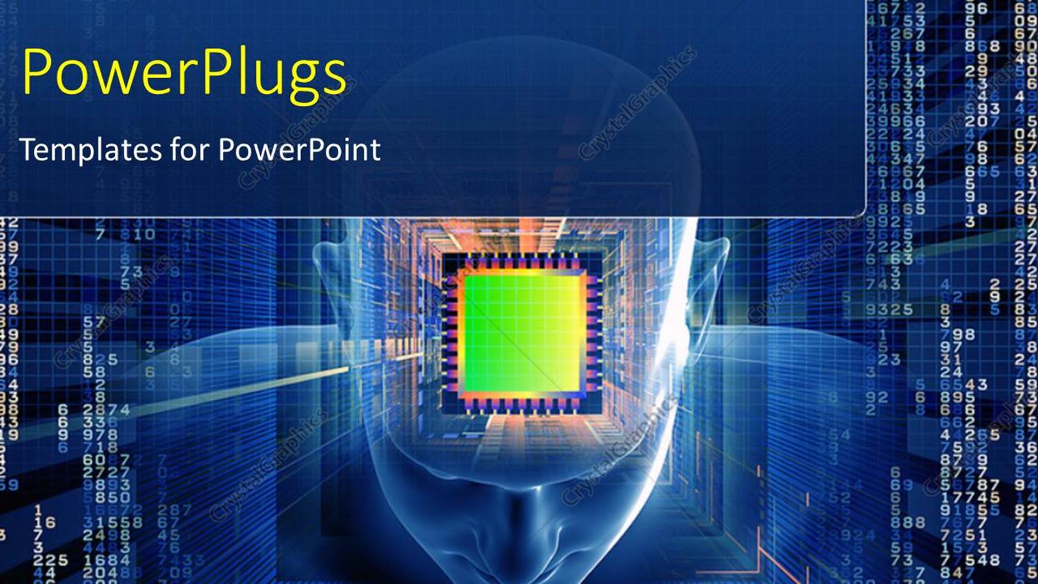 Featuring a Human Mind with a Chip and Bluish Background