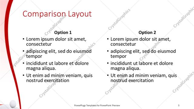 Comparison presentation slide layout