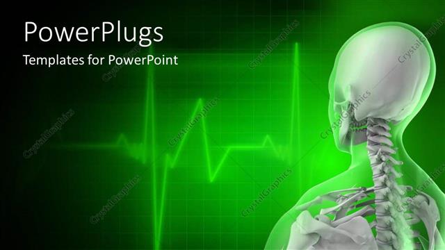  Presentation with skeleton - A human skeleton with greenish background