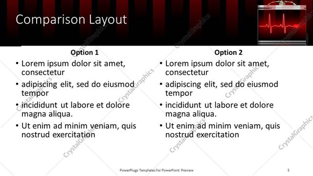 Comparison presentation slide layout