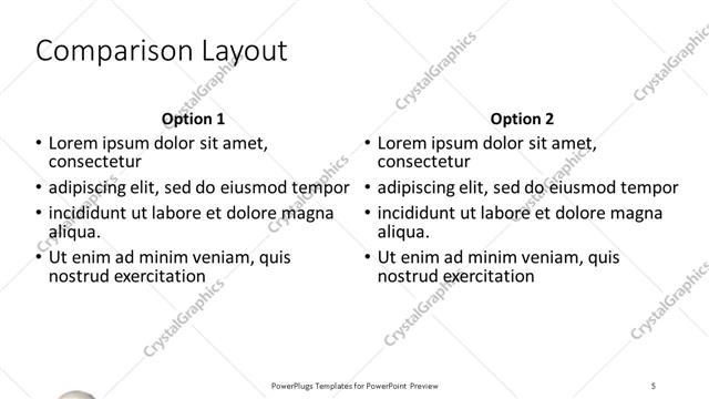 Comparison presentation slide layout