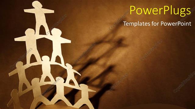  Presentation with dark - Human team pyramid on dark brown background