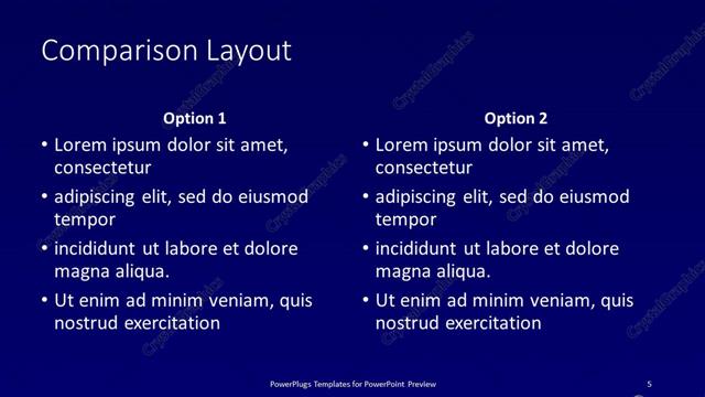 Comparison presentation slide layout