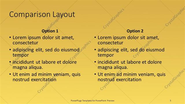 Comparison presentation slide layout