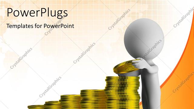  Presentation with financial - Humanoids with gold coins depicting save money concept with white color