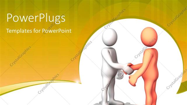  Presentation with shaking hands - Humanoids shaking hands, with brown color