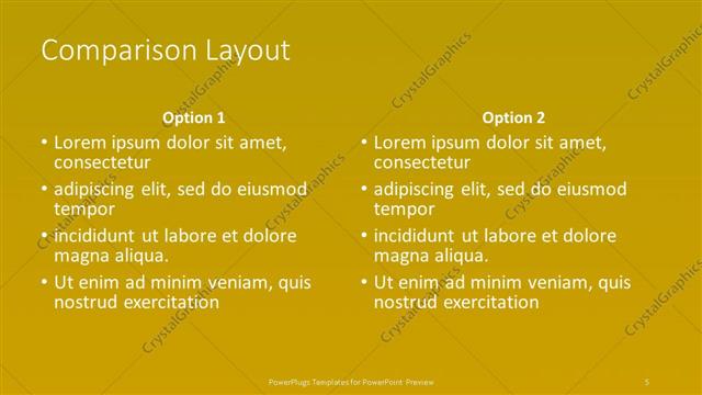 Comparison presentation slide layout