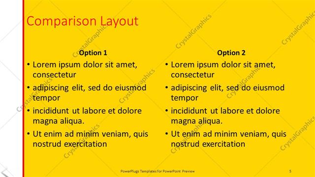 Comparison presentation slide layout