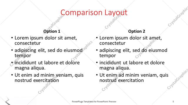Comparison presentation slide layout