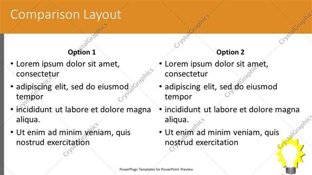 Comparison presentation slide layout