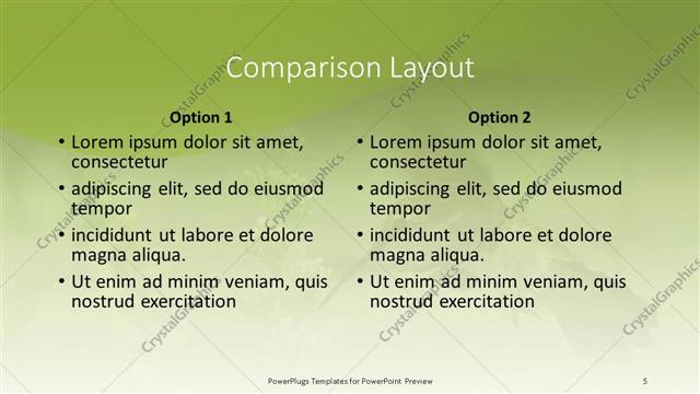 Comparison presentation slide layout