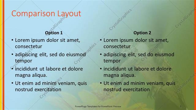 Comparison presentation slide layout