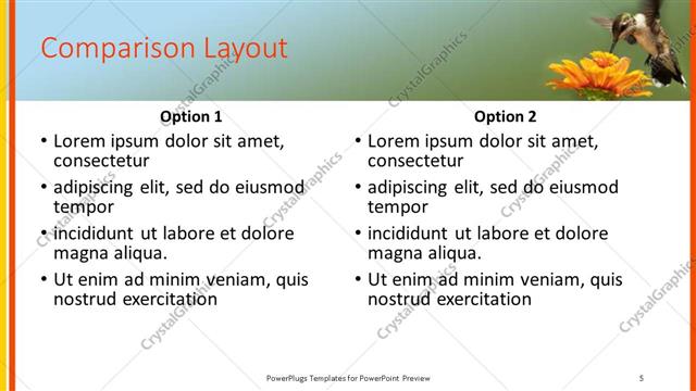Comparison presentation slide layout