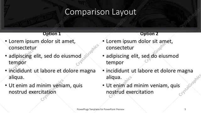 Comparison presentation slide layout