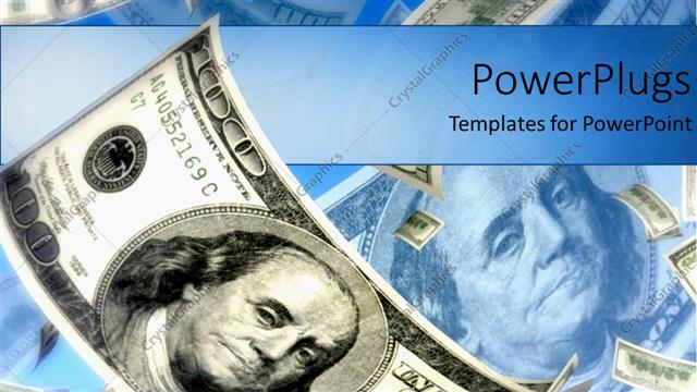  Presentation with air - Hundred dollar bills flying in air metaphor blue sky free money