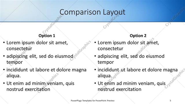 Comparison presentation slide layout