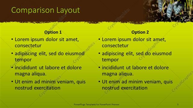 Comparison presentation slide layout
