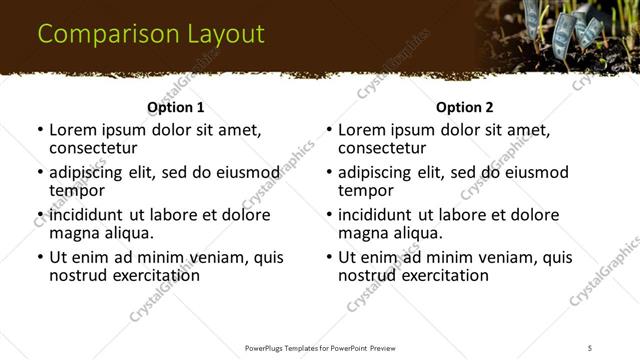Comparison presentation slide layout