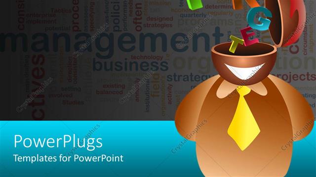  Presentation with target - Icon person with head open and colorful text TARGET coming out