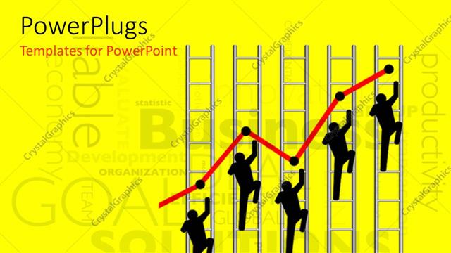  Presentation with climbing - Iconic figures climbing ladders with business keywords