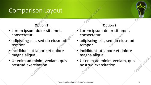 Comparison presentation slide layout