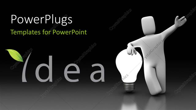  Presentation with idea - A person with an idea and greyish abckground