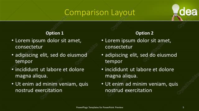 Comparison presentation slide layout