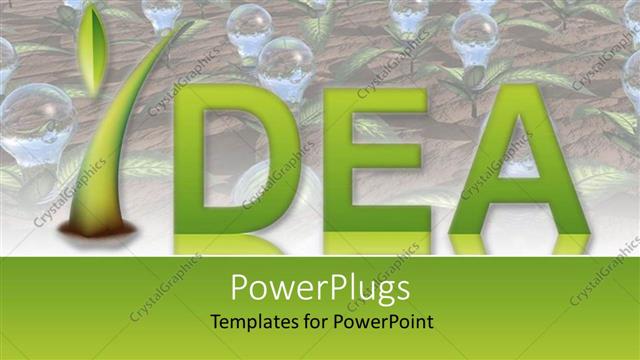  Presentation with plant ecology - IDEA with green plant letter, light bulbs growing on plants, ecology, conservation