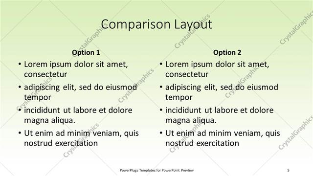 Comparison presentation slide layout