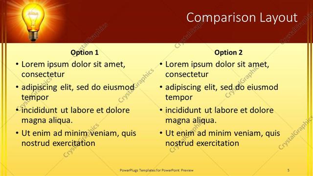 Comparison presentation slide layout
