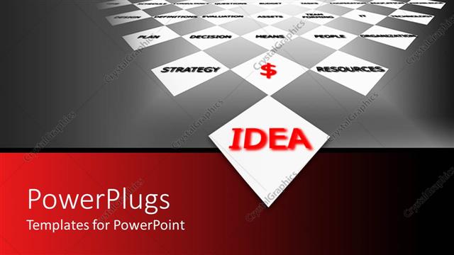  Presentation with success blocks - Idea success metaphor with words written on white blocks, red dollar sign