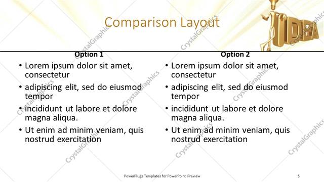 Comparison presentation slide layout