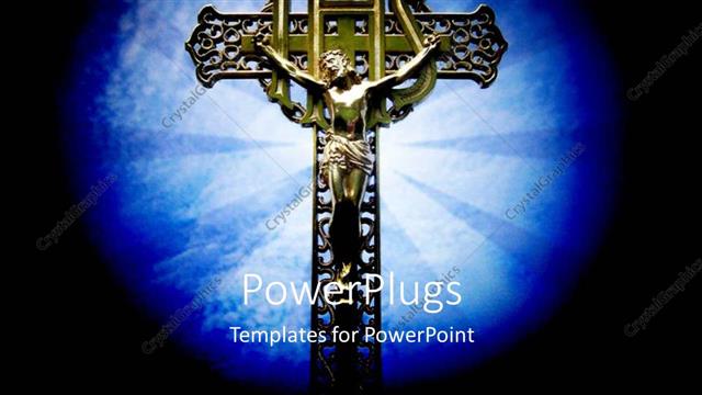  Presentation with spiritual - IHS Christogram with Jesus on cross with light glow in background