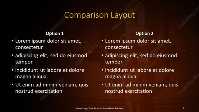 Comparison presentation slide layout