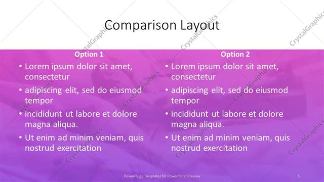 Comparison presentation slide layout