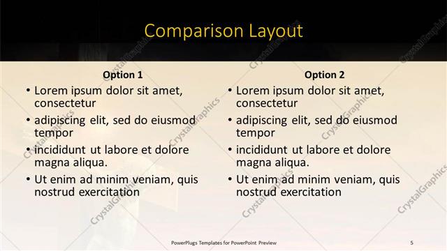 Comparison presentation slide layout