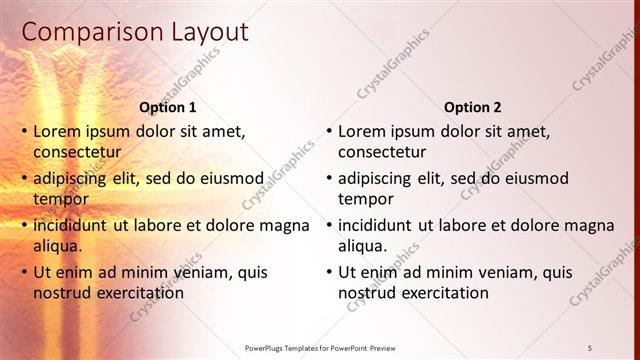 Comparison presentation slide layout