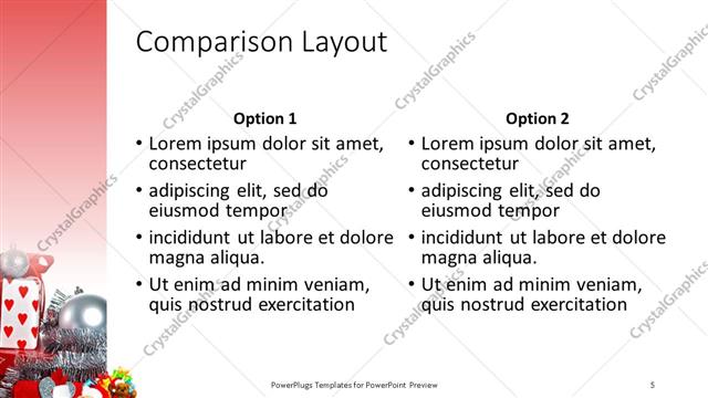 Comparison presentation slide layout